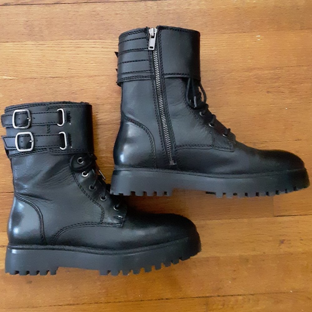 MANGO leather combat boots